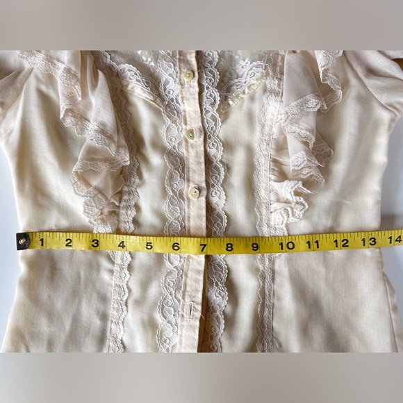 Vintage 70s 80s Gunne Sax Jessica Gunnies Lace Blouse Victorian Cottage Prairie - Picture 10 of 12